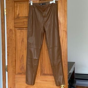 Zara Leather legging high-rise pants